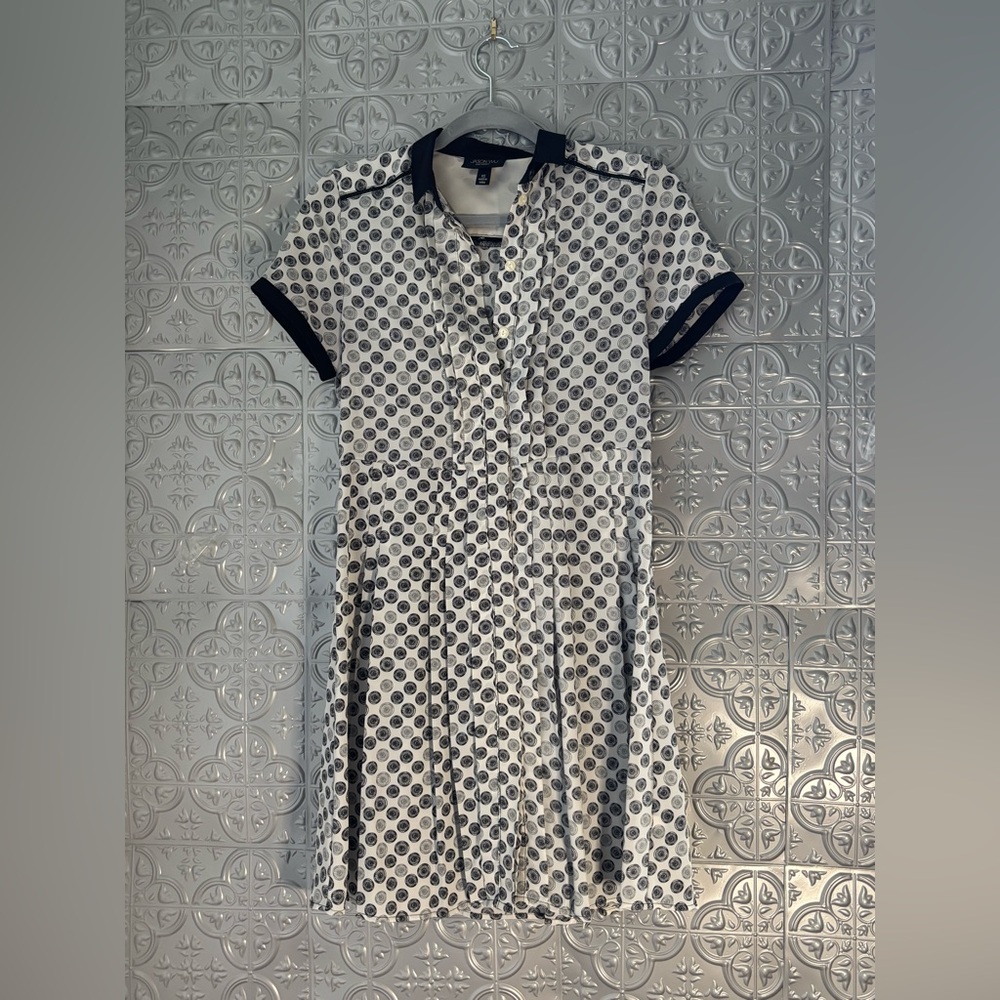 Jason Wu Bicycle Wheel Print Pin Up Black White Collared Skater Dress